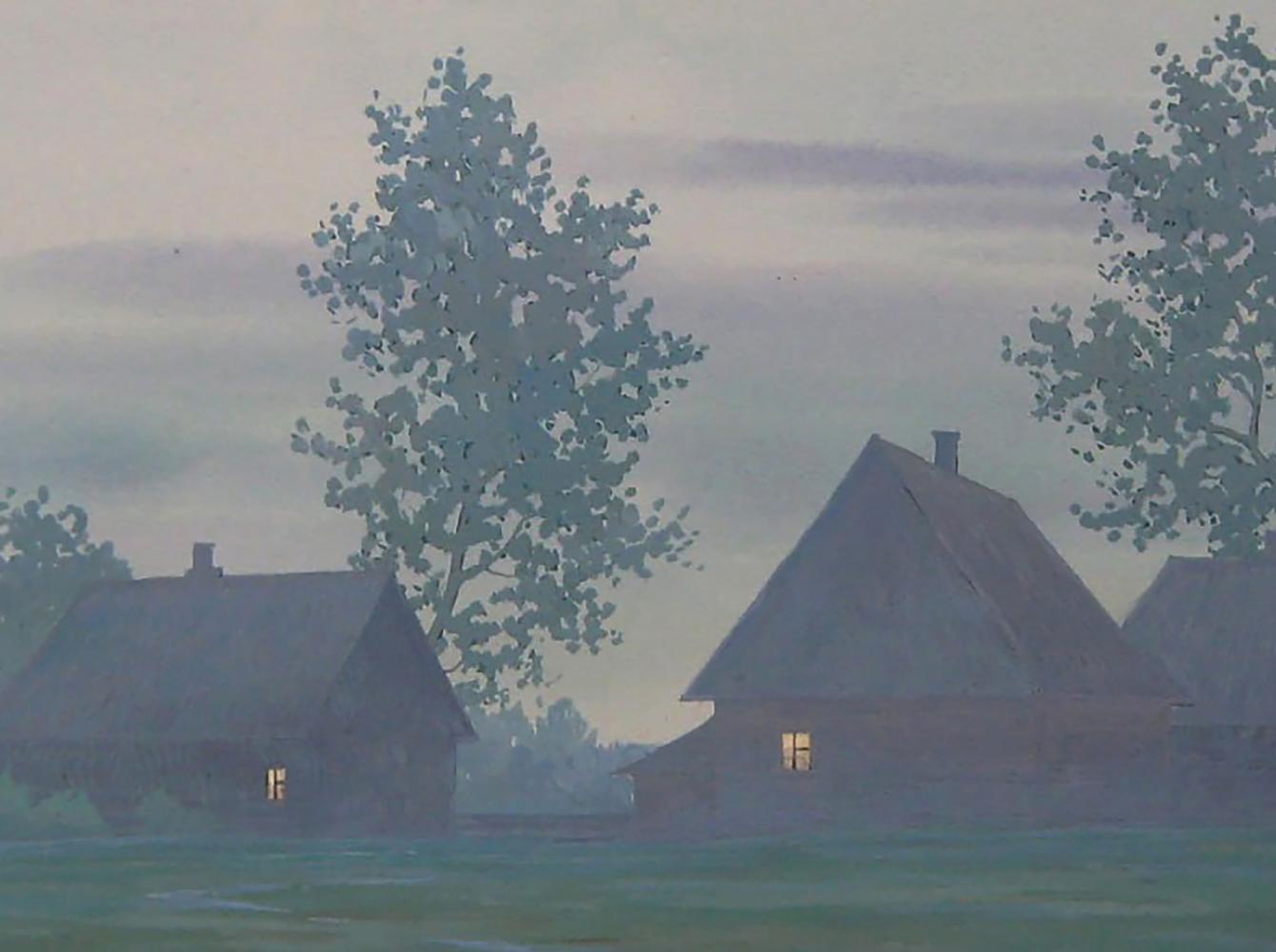Watercolor painting Summer morning in the village by Valery Savenets