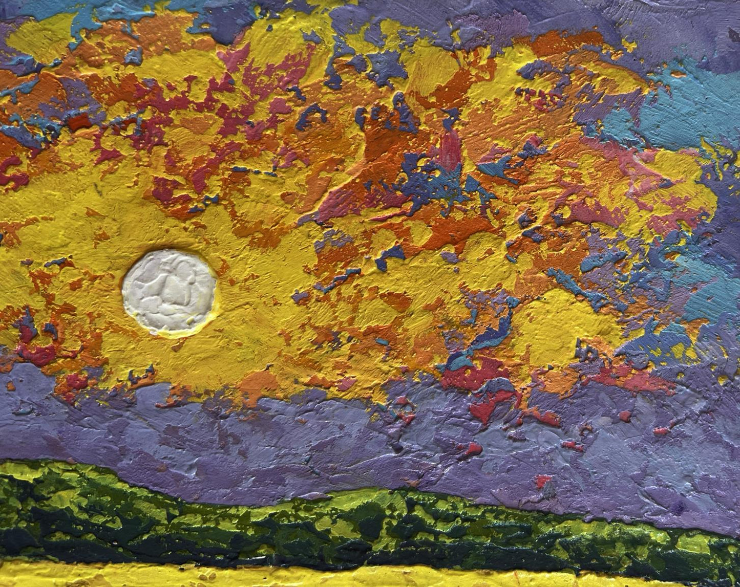 Oil painting Bright lights of sunset by V. Zadorozhnya vibrant sunset sky