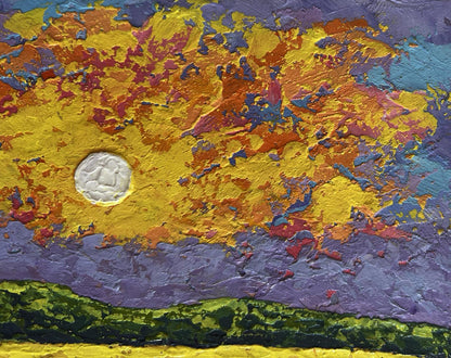 Oil painting Bright lights of sunset by V. Zadorozhnya vibrant sunset sky