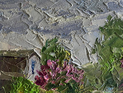 Vibrant purple green lilac oil painting by Boris Serdyuk textured brushstrokes
