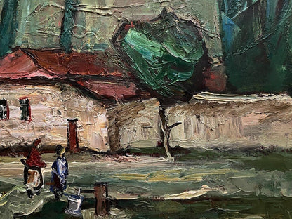 Impasto oil painting of rustic mountain village by Oleksandr Andreev