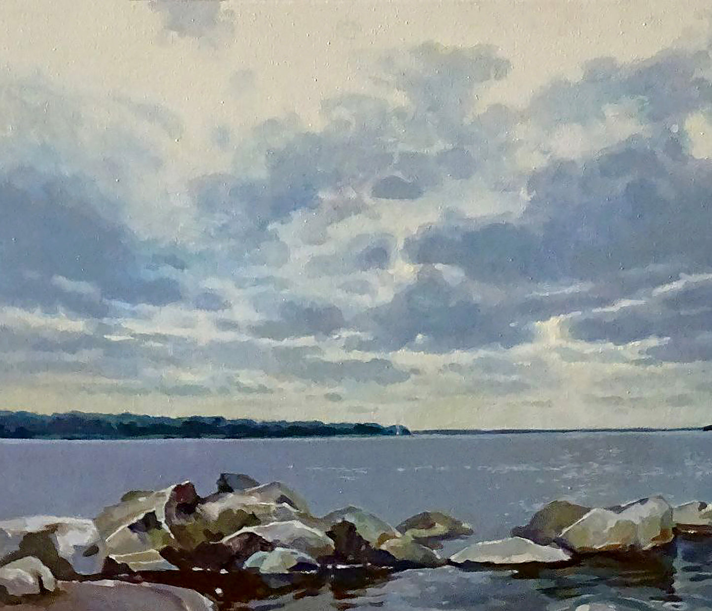 Serene Cloudy Anastasia Yaroshevich oil painting of tranquil lakeside