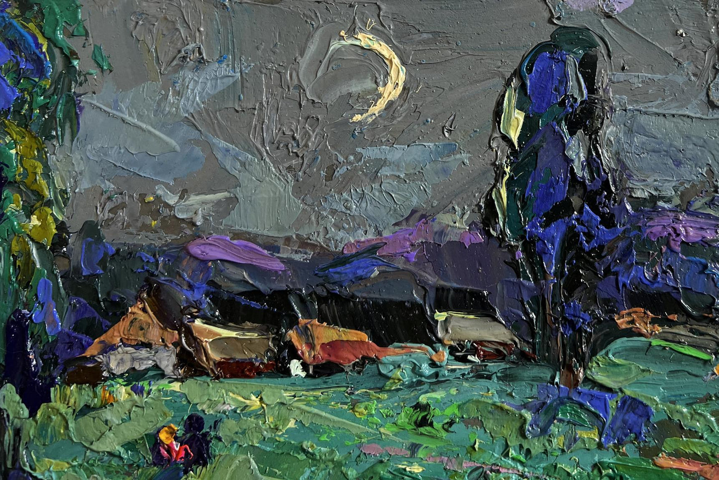 Oil painting Light from the moon by Oleksiy Ivanyuk textured landscape