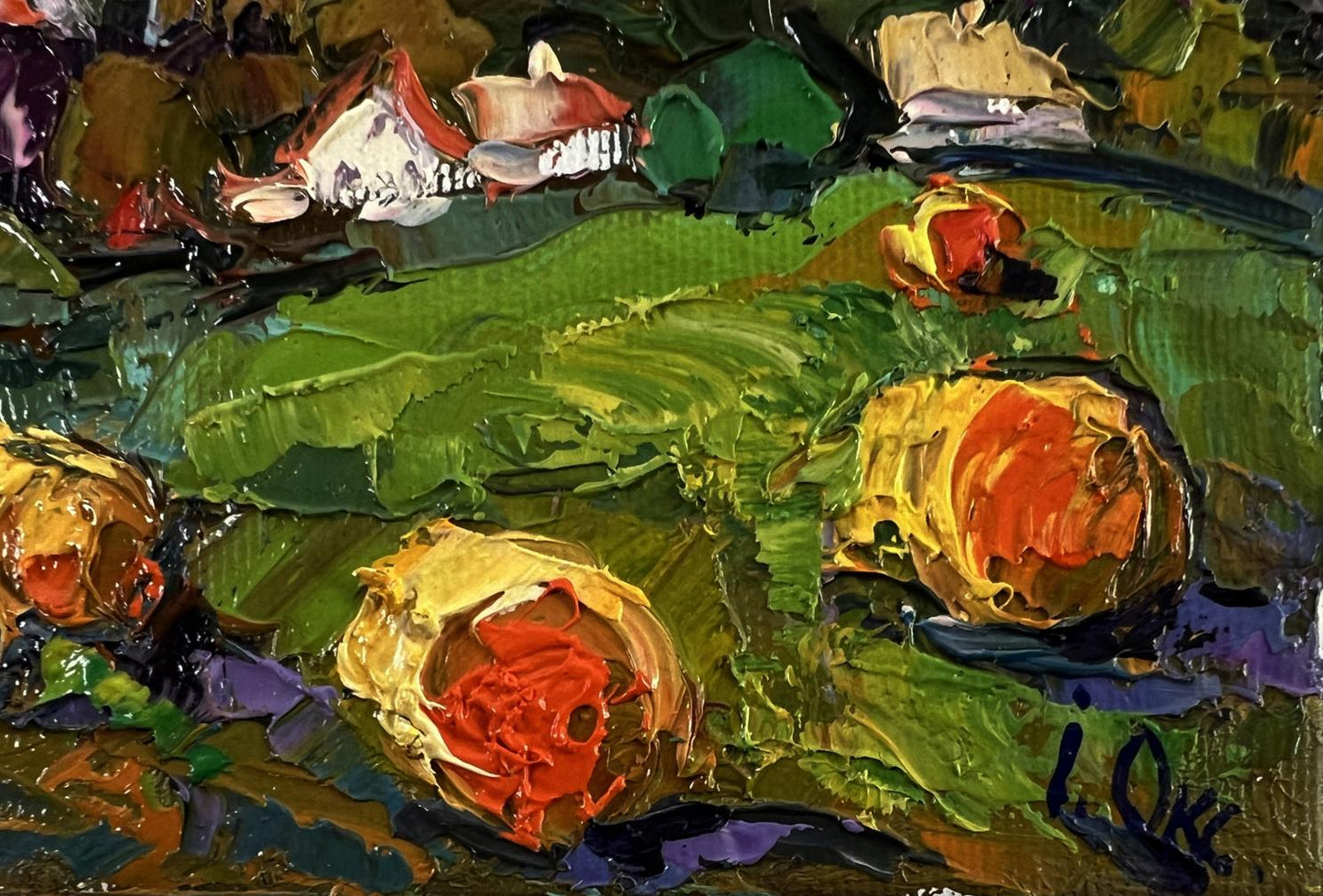 Vibrant impressionist oil painting Fresh hay of the village by Oksana Ivanyuk