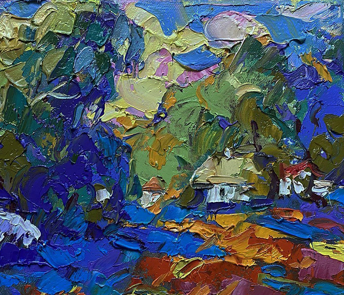 Vibrant impressionist oil painting In the evening field by Oleksiy Ivanyuk
