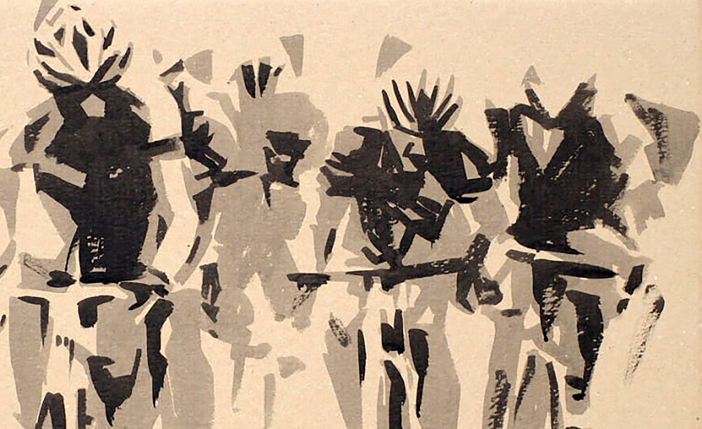 Abstract black gray inkblot bicycle figures watercolor by Dima Filatov