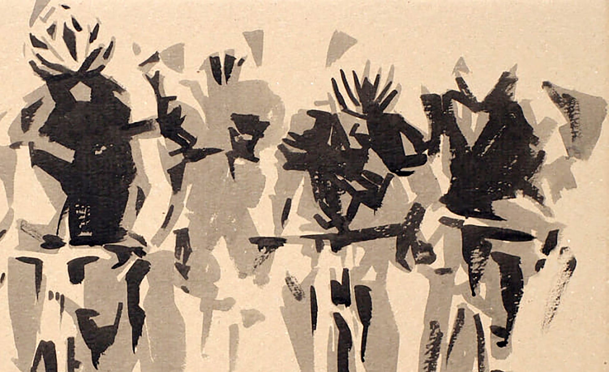 Abstract black gray inkblot bicycle figures watercolor by Dima Filatov