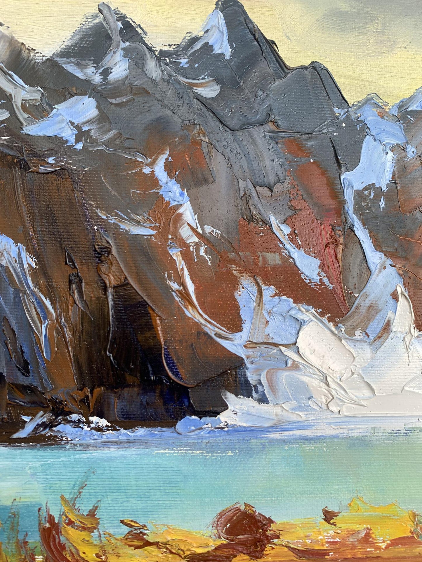 Impressionistic huge mountains oil painting by Tatyana Derdey