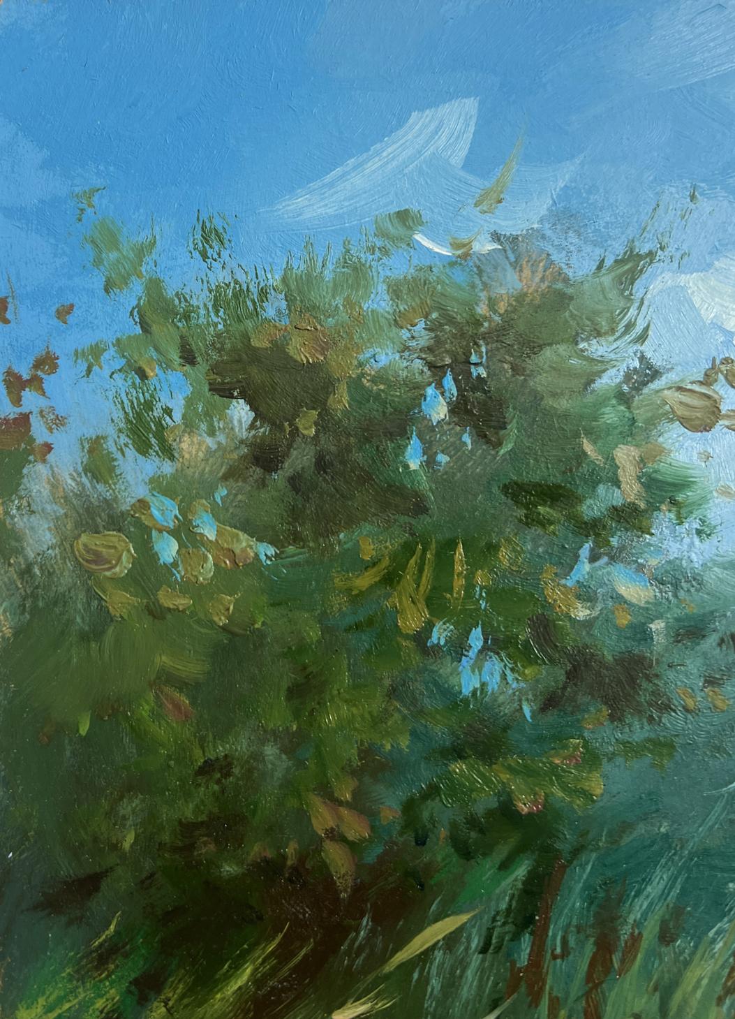 Vibrant impressionistic oil painting Sunny warm day by the river by Yuriy Suprunchuk