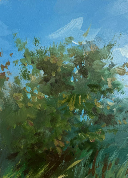 Vibrant impressionistic oil painting Sunny warm day by the river by Yuriy Suprunchuk