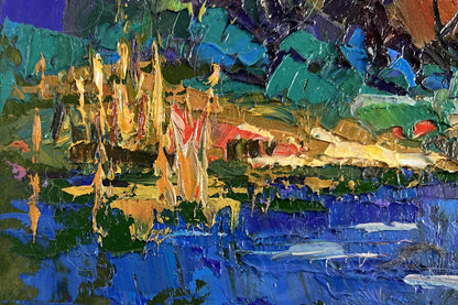 Vibrant impressionist oil painting In the Evening by the River by Oleksiy Ivanyuk
