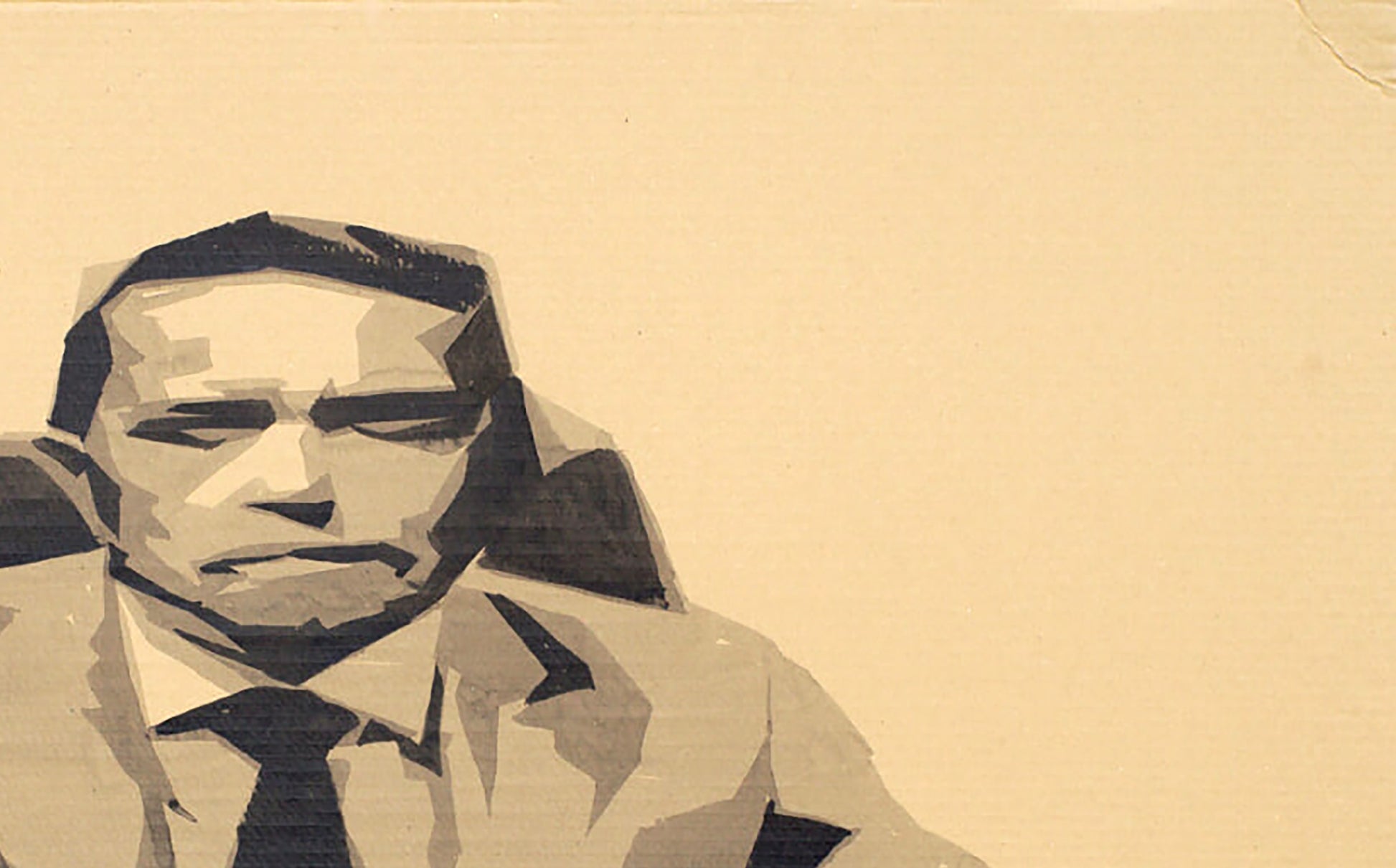 Stylized sepia geometric portrait of Glue Master Dima Filatov in suit