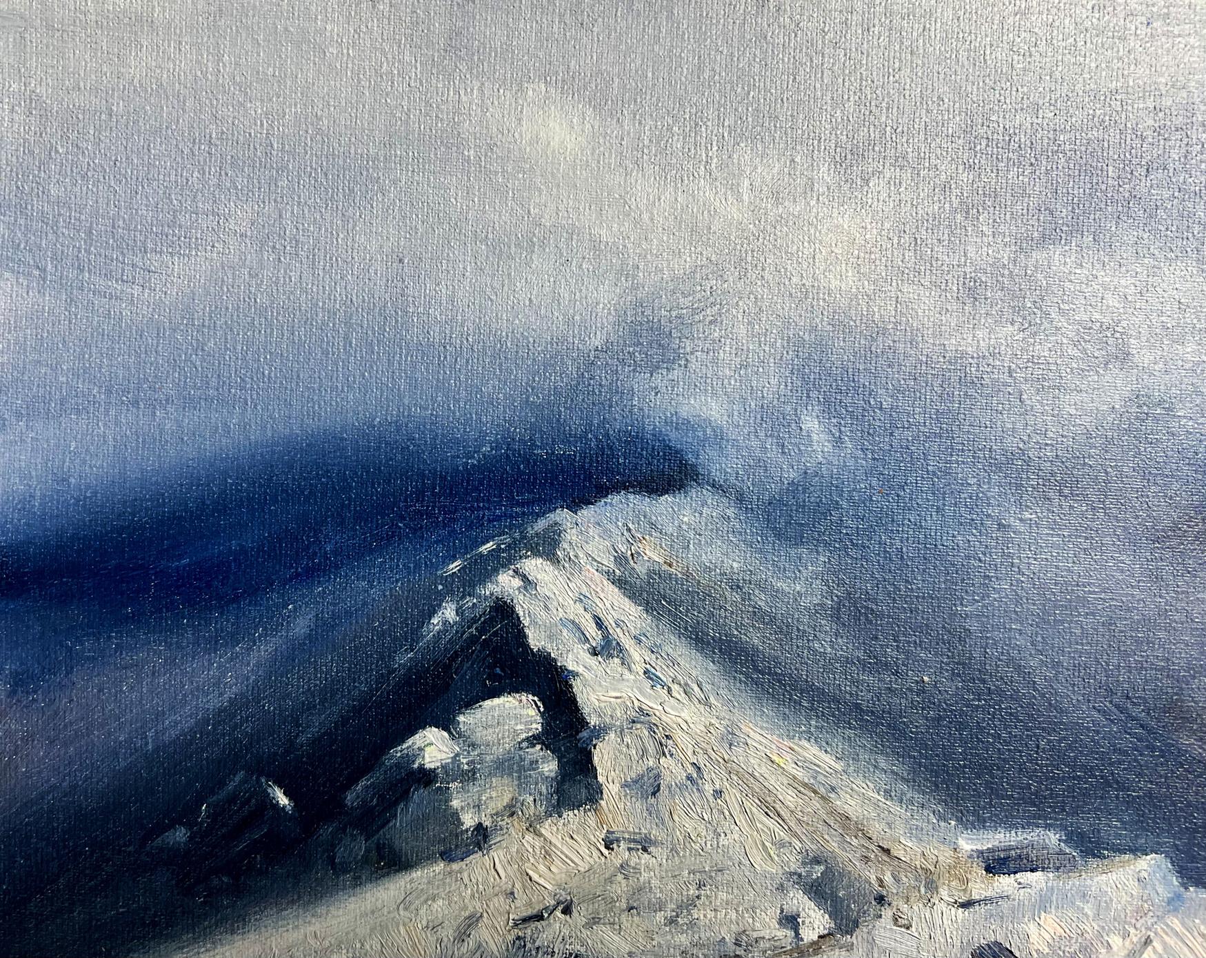 Oil painting Snow storm in the mountains by Tatyana Derdey, snowy peak