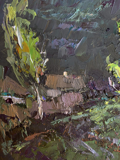 Oil painting Before the Storm by Oksana Ivanyuk textured abstract green brown gray