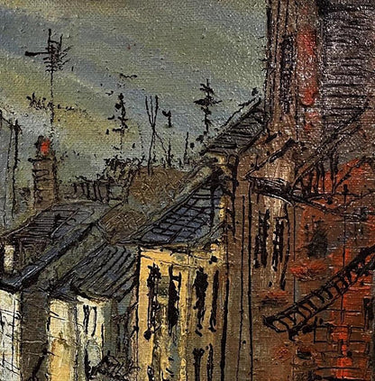 Oil painting City Descent by Serhiy Kovalev textured cityscape