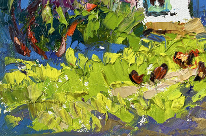 Vibrant impressionist oil painting When Gardens Bloom by Oleksiy Ivanyuk