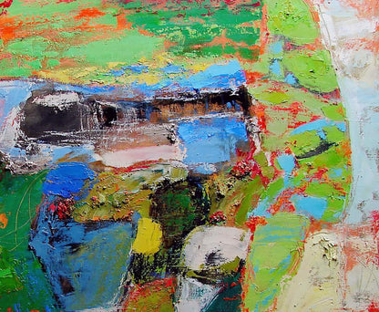 Vibrant Dreams of Summer oil painting by Tatyana Shulyak in bold greens and blues