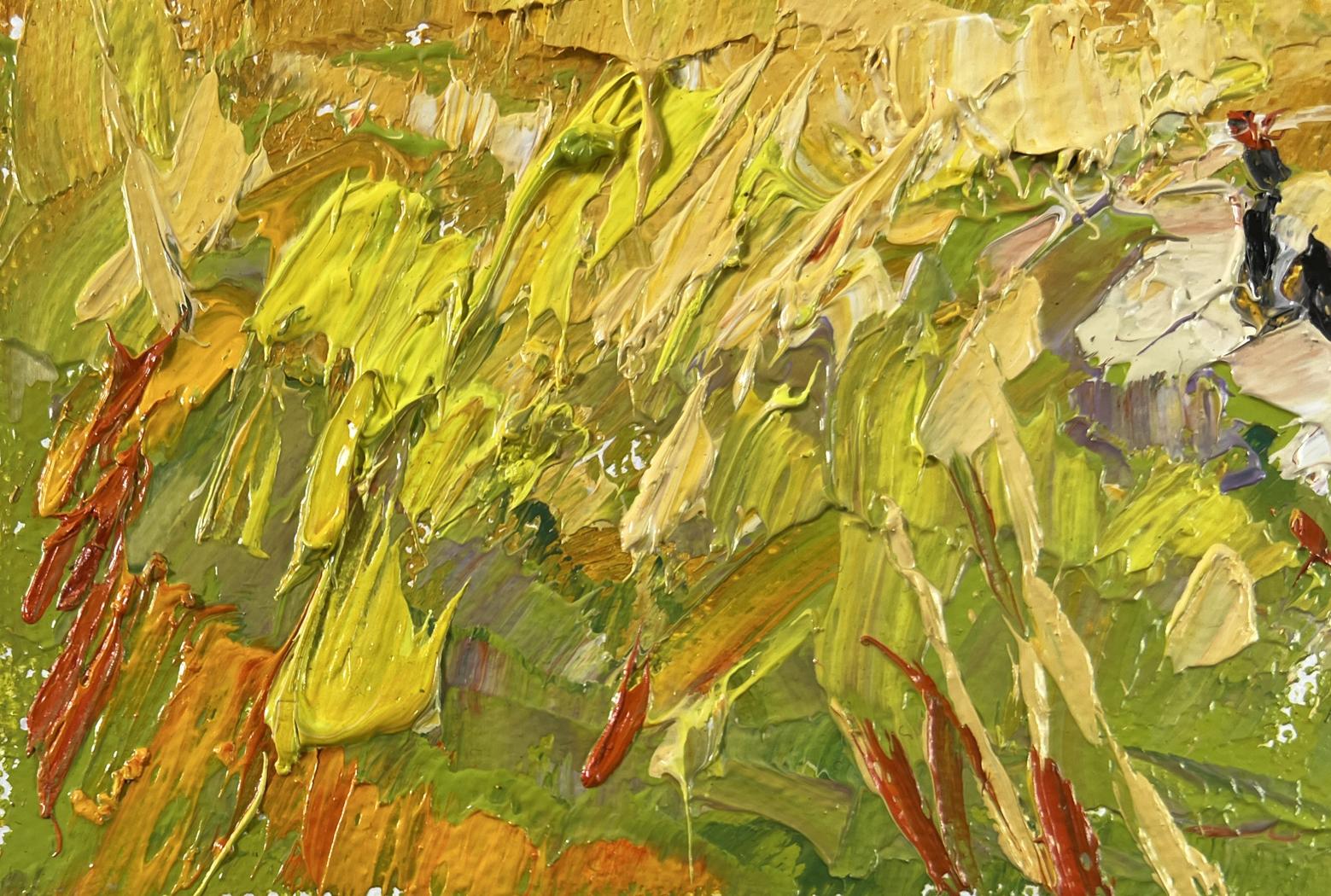 Oil painting The color of harvest by Oleksiy Ivanyuk, green yellow brushstrokes