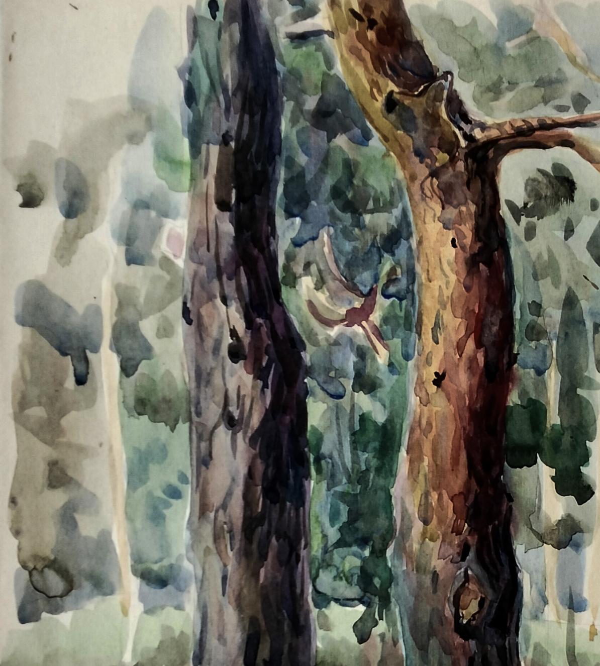 Watercolor painting The keeper of green stories by Vitaly Duhnevich