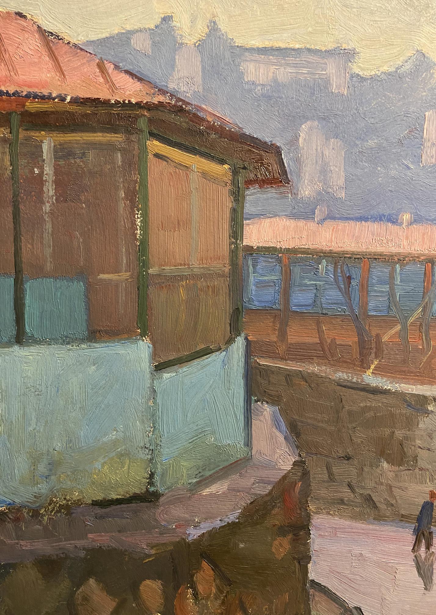 Oil painting of rustic building by Nikolai Hrustalenko