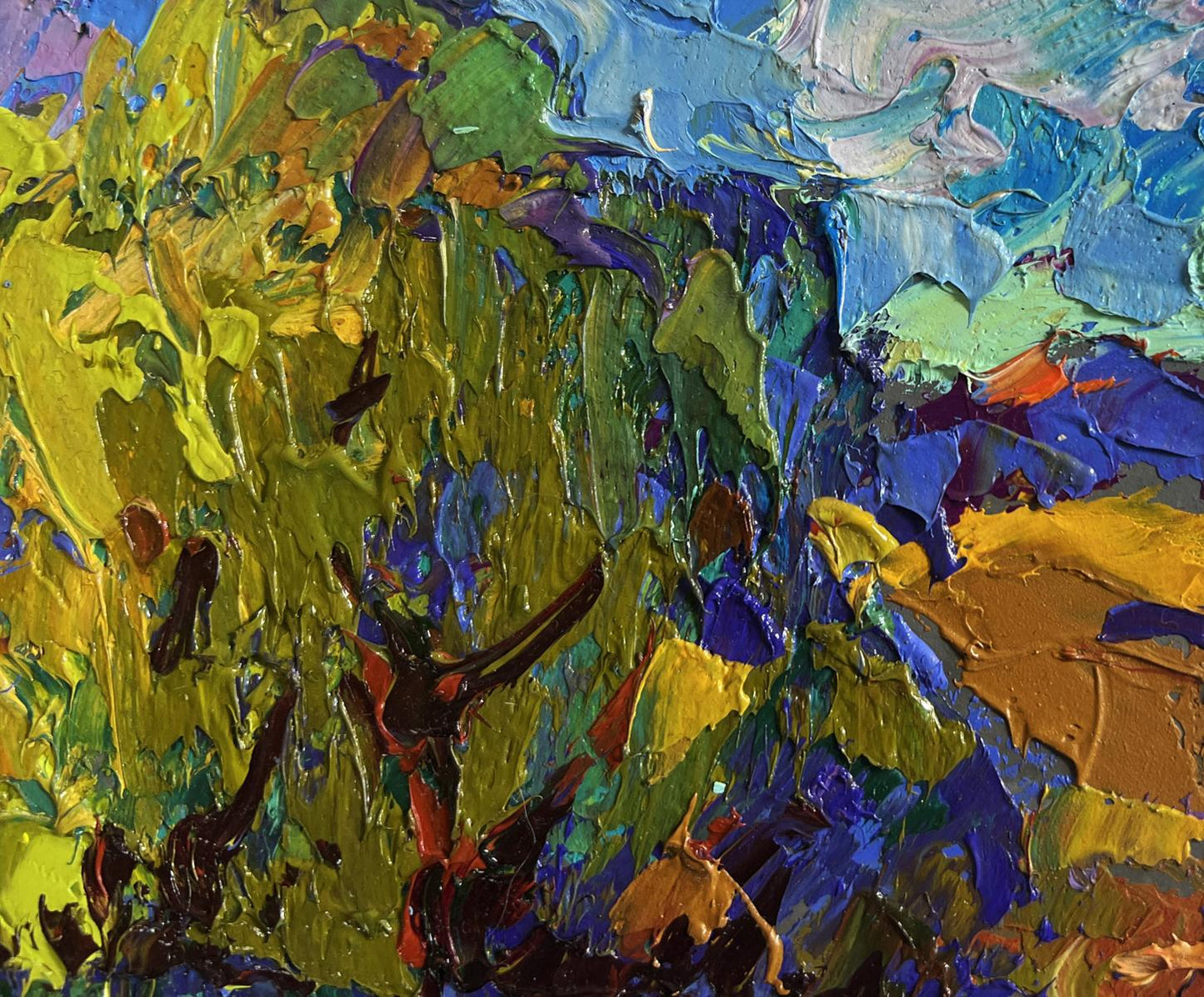 Vibrant impressionist oil painting of boat sailing on lake by Oleksiy Ivanyuk