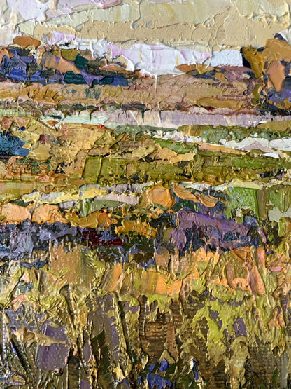 Oil painting River flood by Oksana Ivanyuk with textured earthy impasto strokes