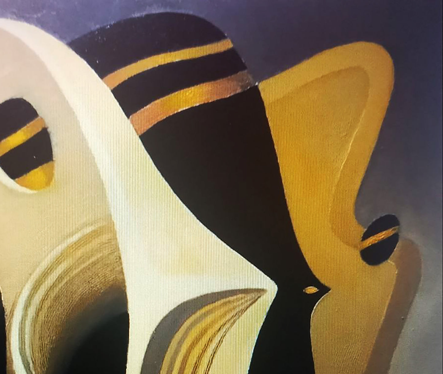 Oil painting Bold shapes by Alexander Strashevich, black gold cream abstract