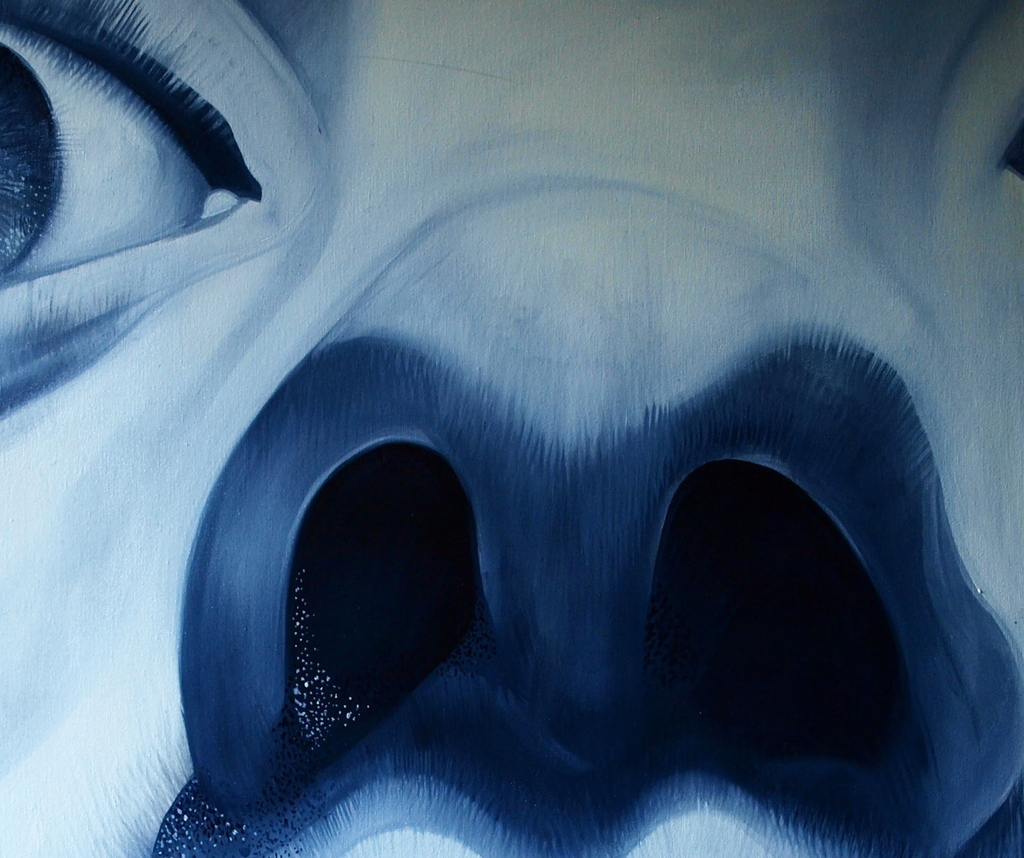Oil painting Memory by Konsta G. Amelinn, close-up blue-toned face