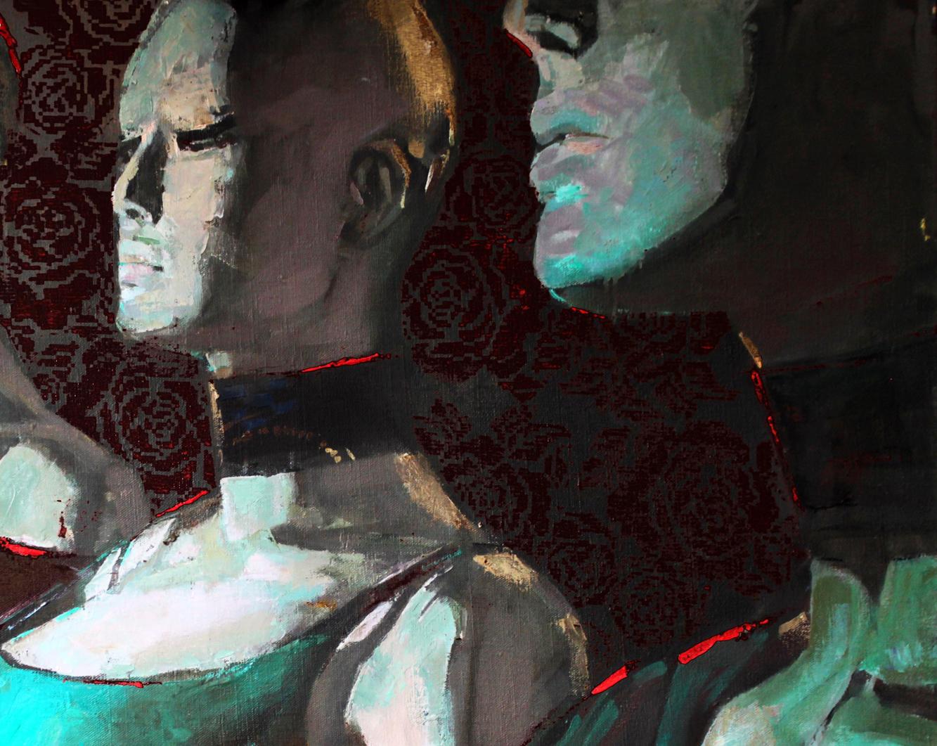 Stylized oil painting Pathos by Ed Potapenkov with pale textured faces