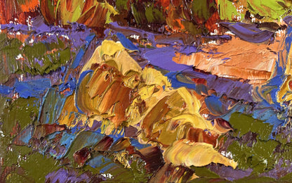 Vibrant Autumn Horizon oil painting by Oleksiy Ivanyuk with textured foliage