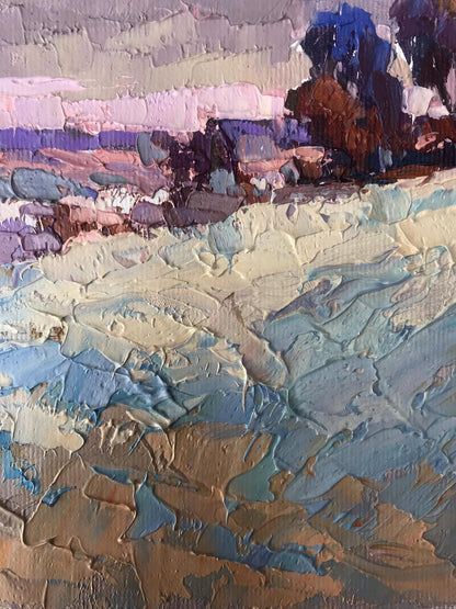Oil painting Winter distance by Oksana Ivanyuk, textured abstract impasto