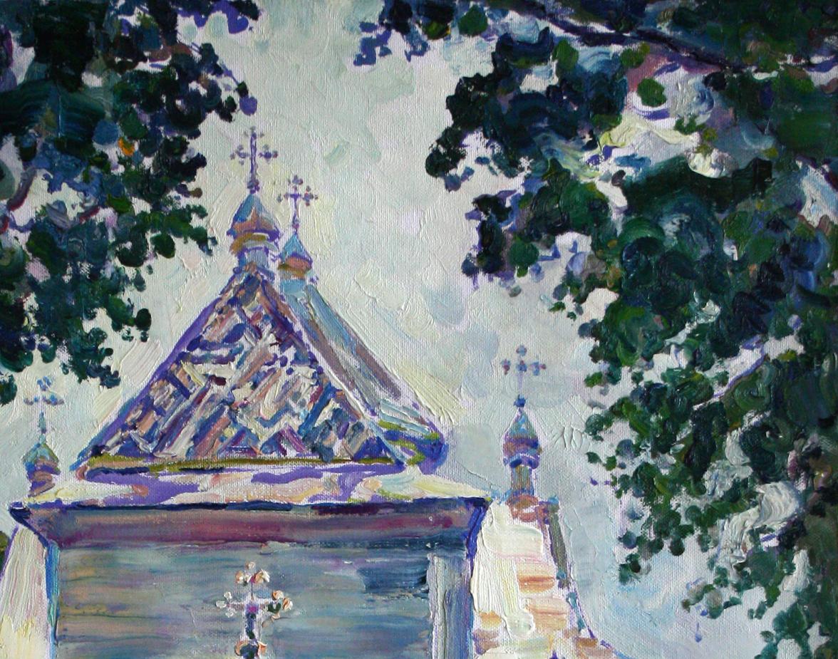 Vibrant impressionistic oil painting of R. Orthodox church by Leonid Pavlenko