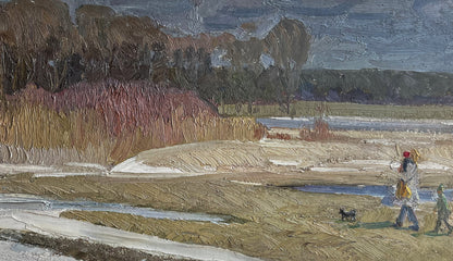 Oil painting Autumn snow by Anatolii Zhezher winter landscape