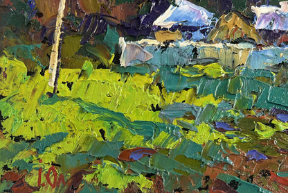 Vibrant impressionist oil painting On the edge of the village time stops by Oleksiy Ivanyuk