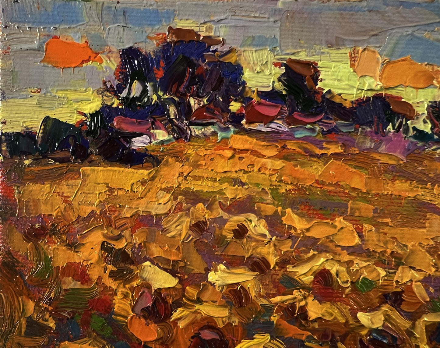 Vibrant Sunset in the Field oil painting by Oksana Ivanyuk