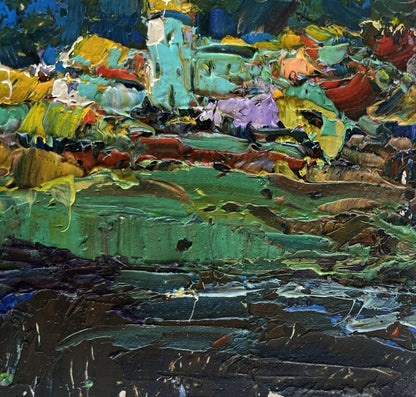 Vibrant impressionist oil painting of moonlit night by Oksana Ivanyuk