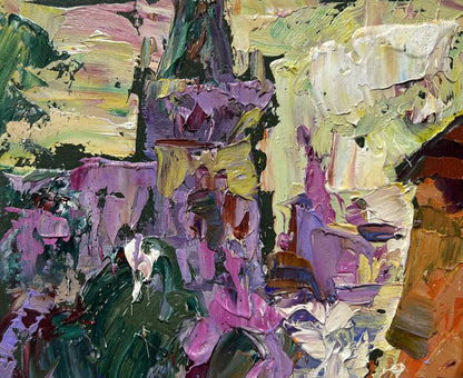 Vibrant impasto oil painting of Round Tower by Oleksiy Ivanyuk