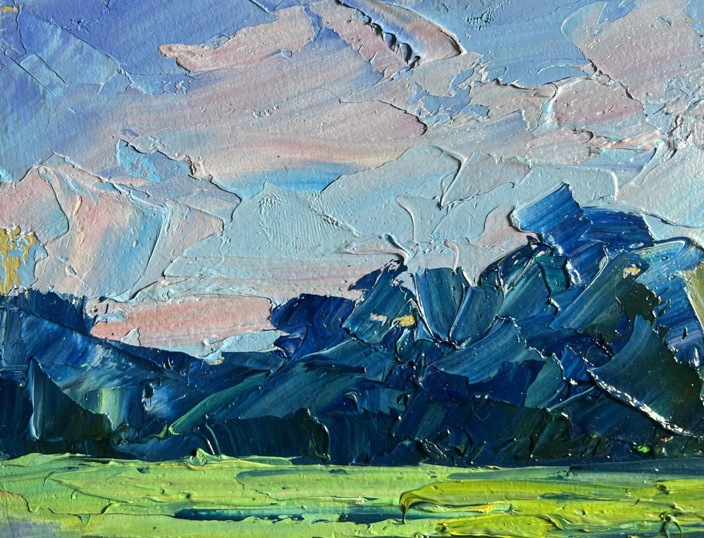 Textured impressionist oil painting Morning on the lake by Boris Serdyuk