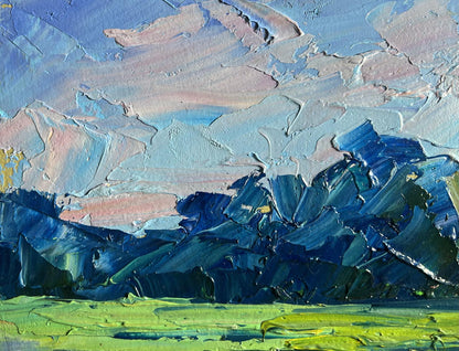 Textured impressionist oil painting Morning on the lake by Boris Serdyuk