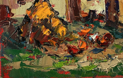 Oil painting Silence in a village house by Oksana Ivanyuk, vibrant textured strokes