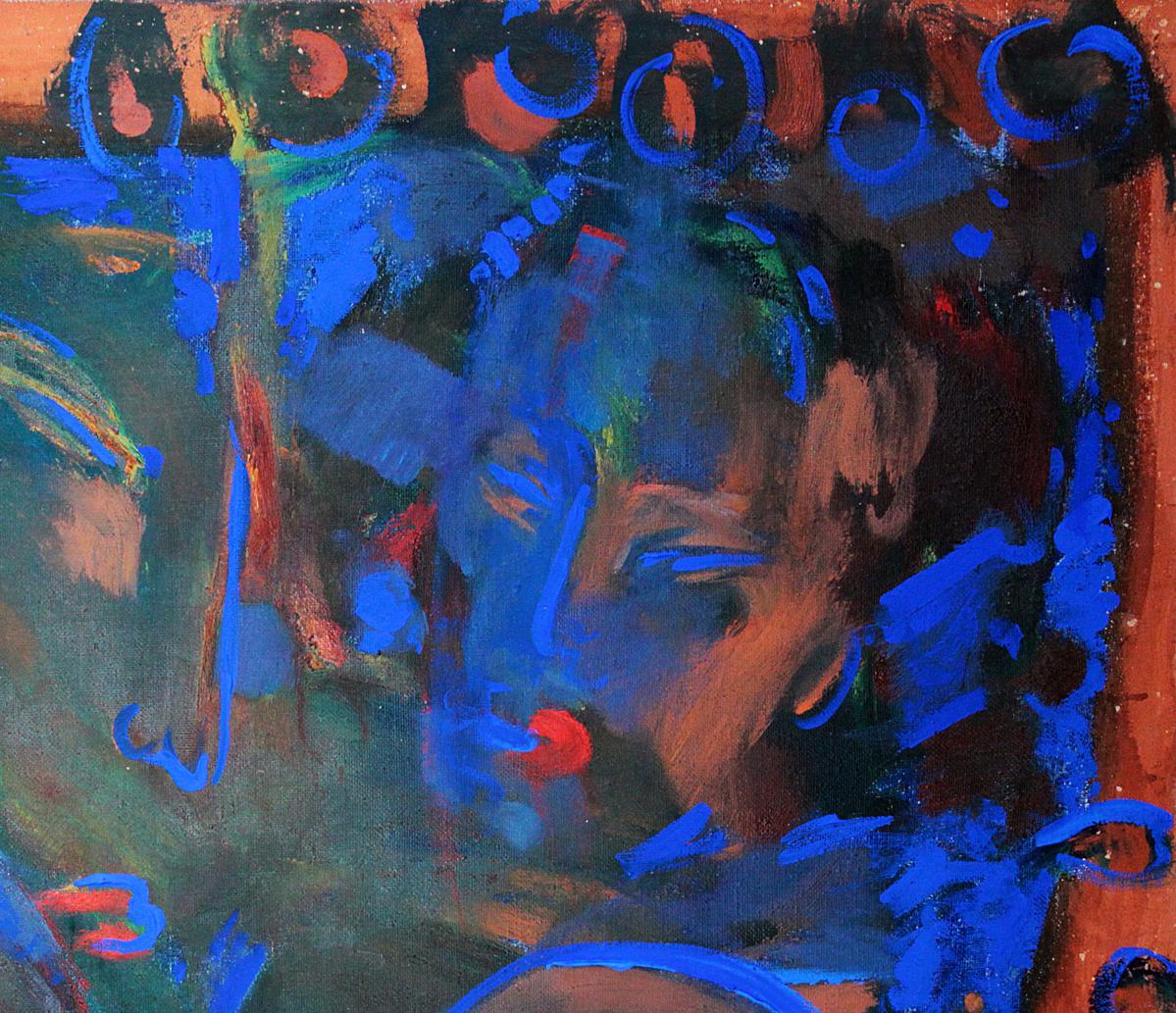 Abstract Oil Painting ADULTER by Ed Potapenkov, blue orange black strokes