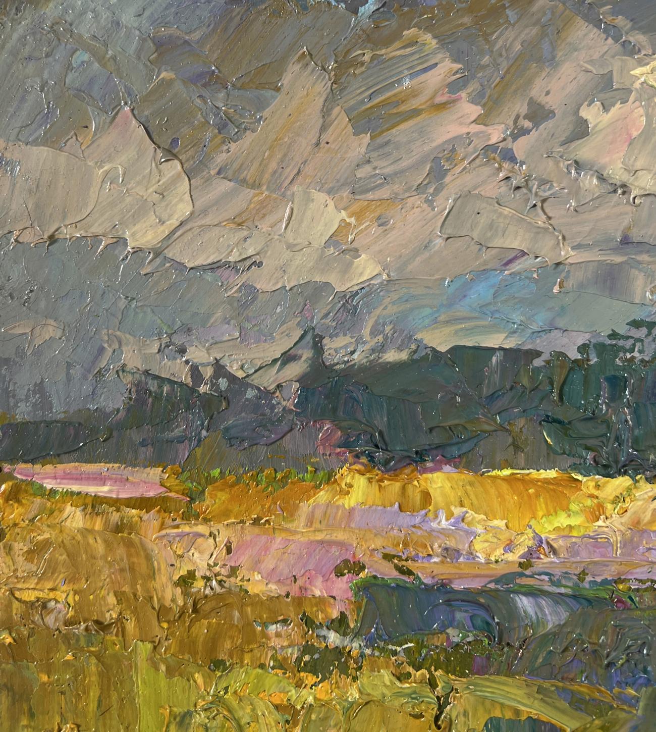 Impasto landscape Oil painting Warmth in the Air by Boris Serdyuk