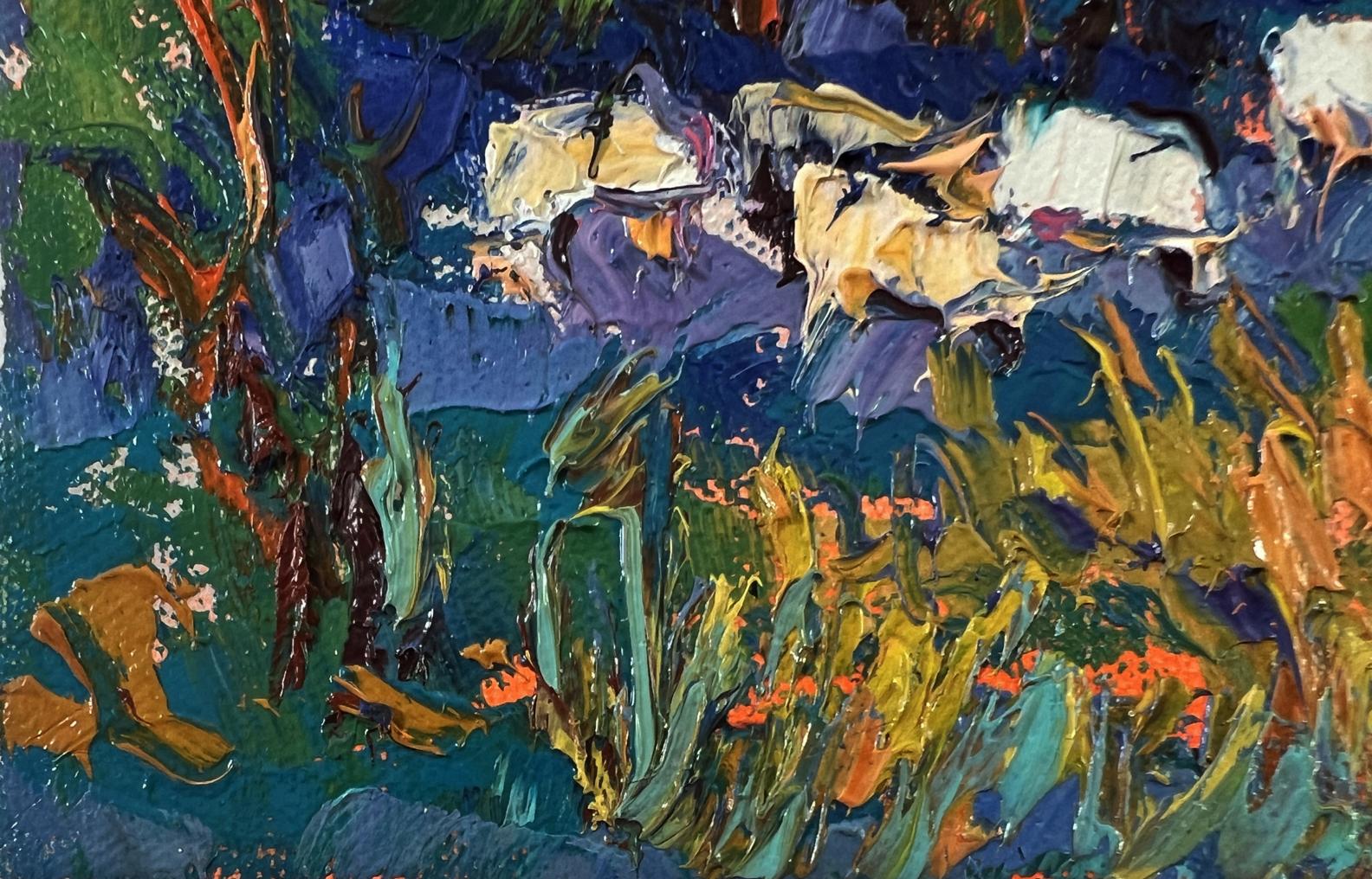 Vibrant impressionist oil painting Forest Evening by Oksana Ivanyuk