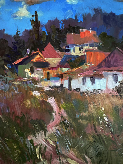 Vibrant impressionist oil painting The path to the house by Yuriy Suprunchuk