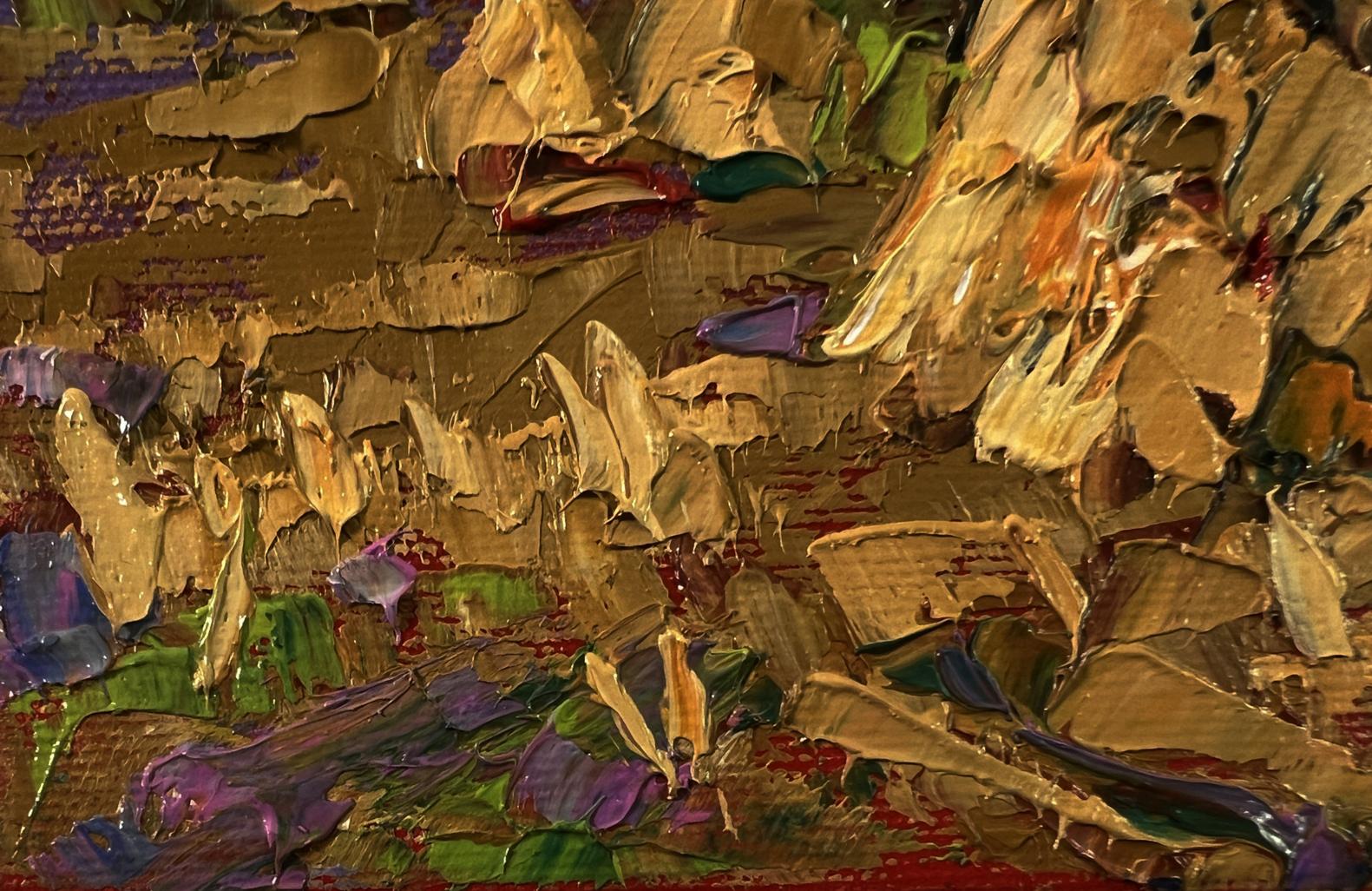 Oil painting Warm evening in the field by Oksana Ivanyuk with impasto strokes