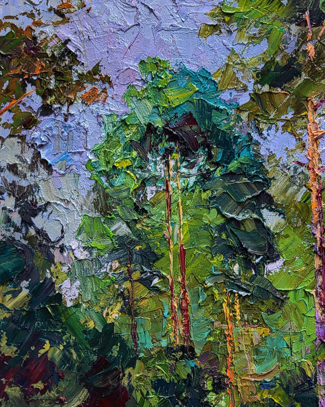 Vibrant impasto oil painting Along the forest path by Boris Serdyuk