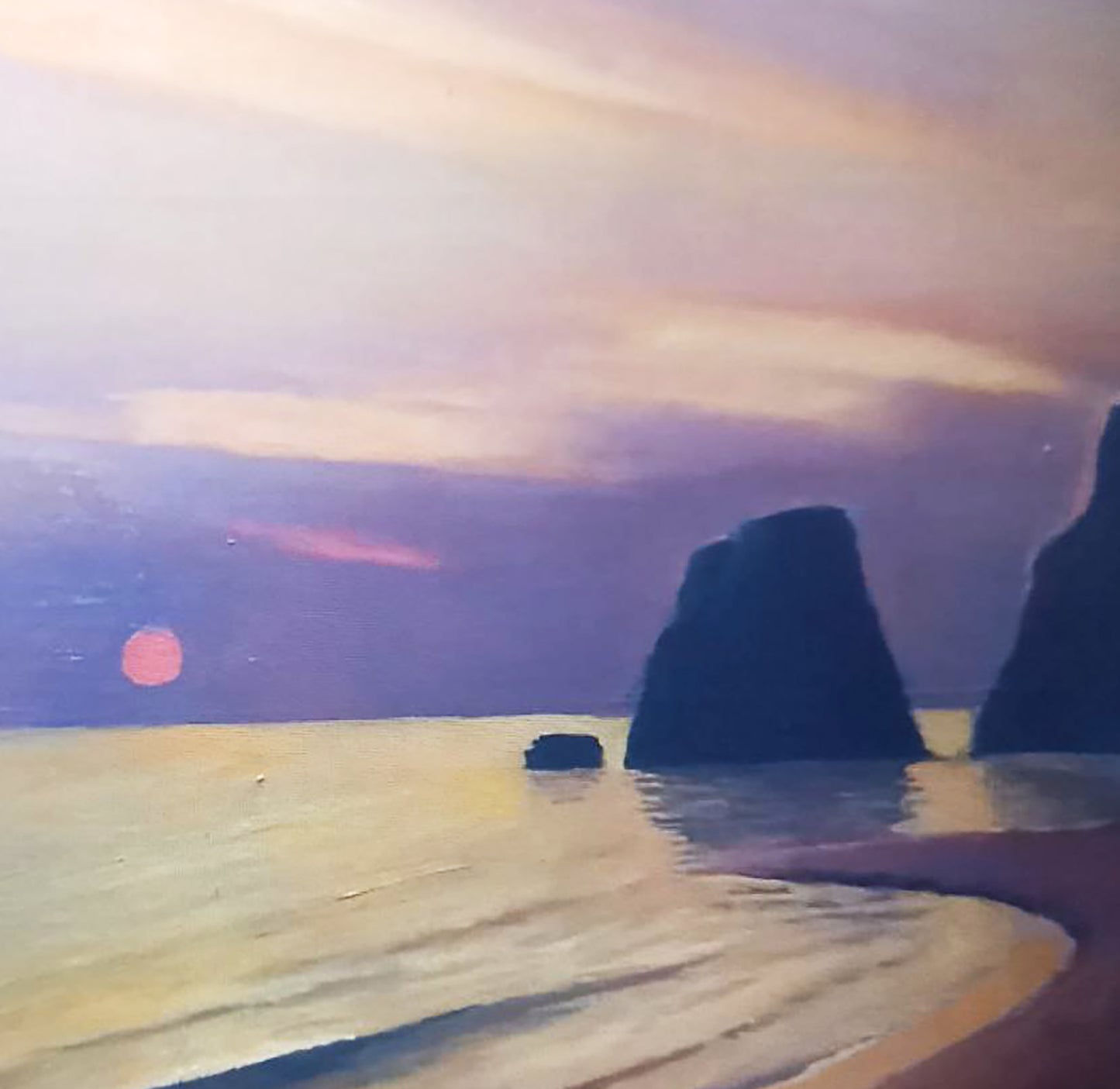 Oil painting Evening on the shore by Alexander Strashevich sunset