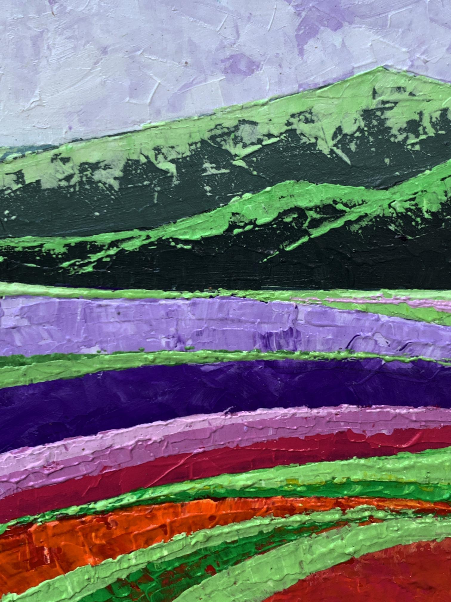 Vibrant oil painting of high green mountains by V. Zadorozhnya