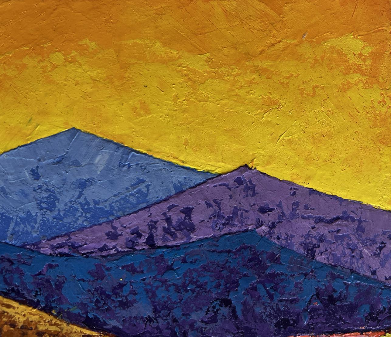 Vibrant abstract oil painting Climbing to the top of the mountain by V. Zadorozhnya
