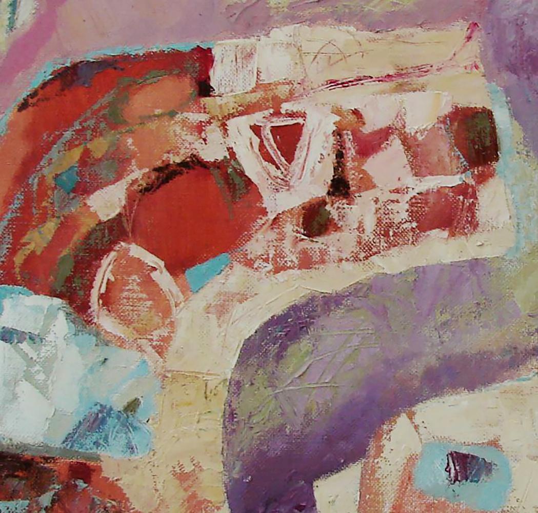 Oil painting Big and small by Tatyana Shulyak in red, purple, cream hues